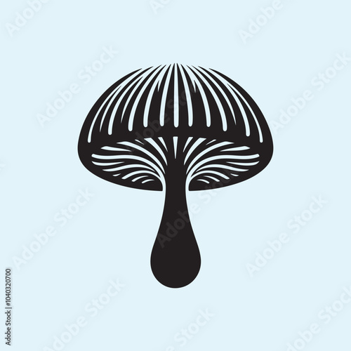 Editable Black Mushroom Silhouette Vector Illustration with Transparent Background