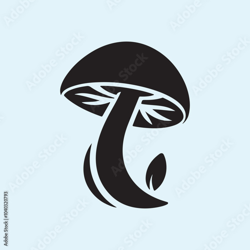 Editable Black Mushroom Silhouette Vector Illustration with Transparent Background