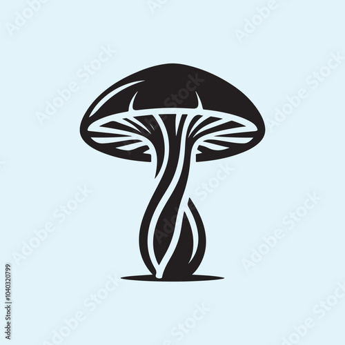 Editable Black Mushroom Silhouette Vector Illustration with Transparent Background