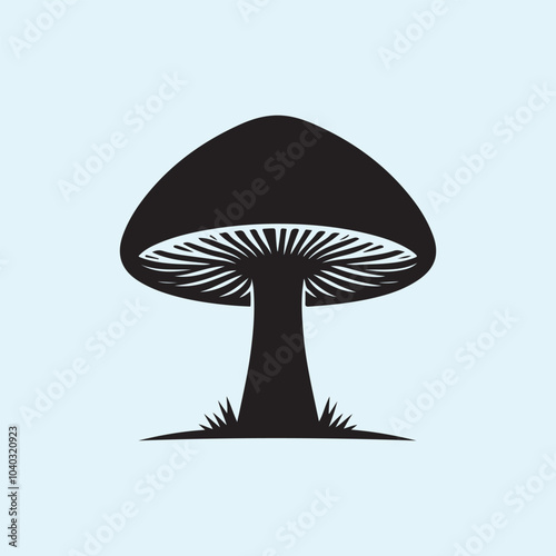 Editable Black Mushroom Silhouette Vector Illustration with Transparent Background