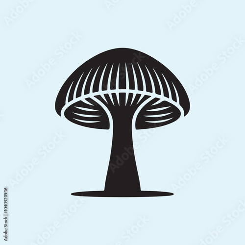 Editable Black Mushroom Silhouette Vector Illustration with Transparent Background