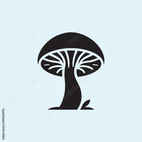 Editable Black Mushroom Silhouette Vector Illustration with Transparent Background