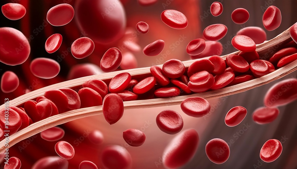 Sweet strawberry-like red blood cells flowing through a pink vein, a healthy pattern for life Sweet strawberry-like red blood cells flowing through a pink vein, a healthy pattern for life