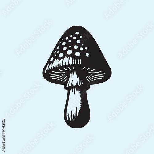 Editable Black Mushroom Silhouette Vector Illustration with Transparent Background