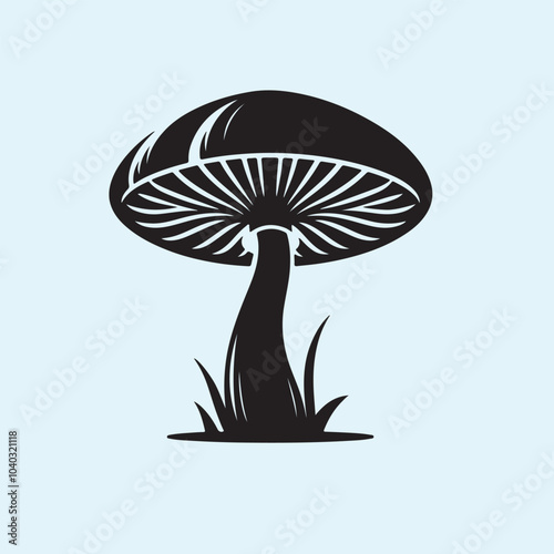 Editable Black Mushroom Silhouette Vector Illustration with Transparent Background
