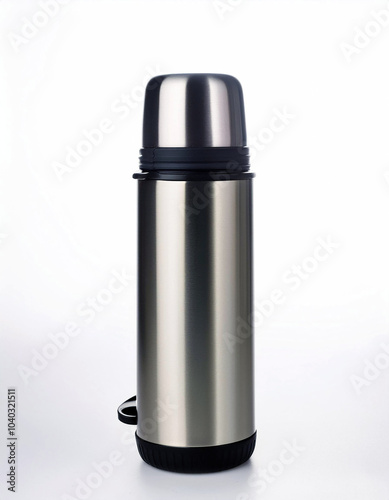 Sleek Stainless Steel Thermos: Perfect for keeping your drinks hot or cold all day long! Enjoy.