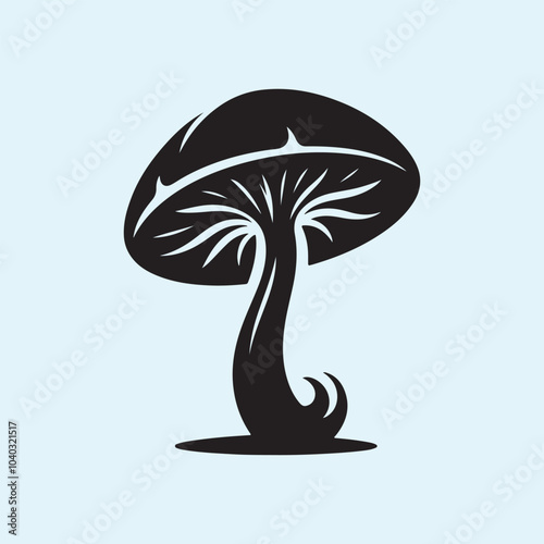 Editable Black Mushroom Silhouette Vector Illustration with Transparent Background