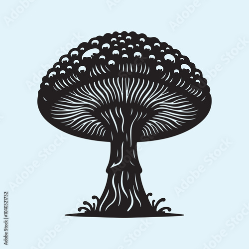 Editable Black Mushroom Silhouette Vector Illustration with Transparent Background