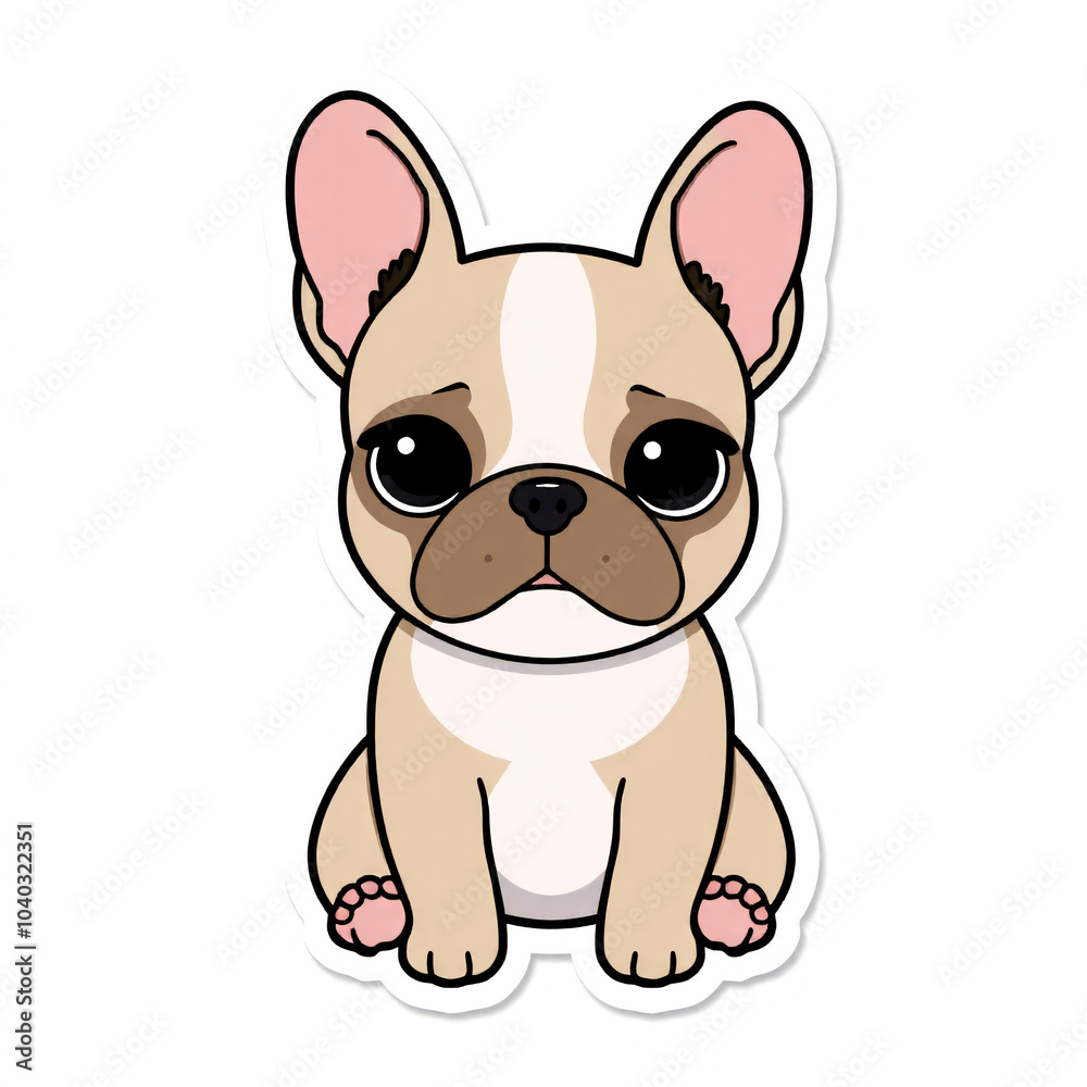 Die-cut sticker of cute French Bulldog dog on white background Die-cut sticker of cute French Bulldog dog on white background