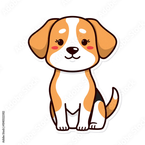 Die-cut sticker of cute Beagle dog on white background