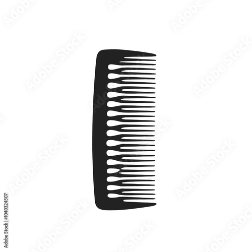 A black comb with long, sharp teeth against a white background