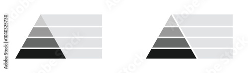 Blank 4 tier pyramid chart vector designs set. Blank 4 tier infographic