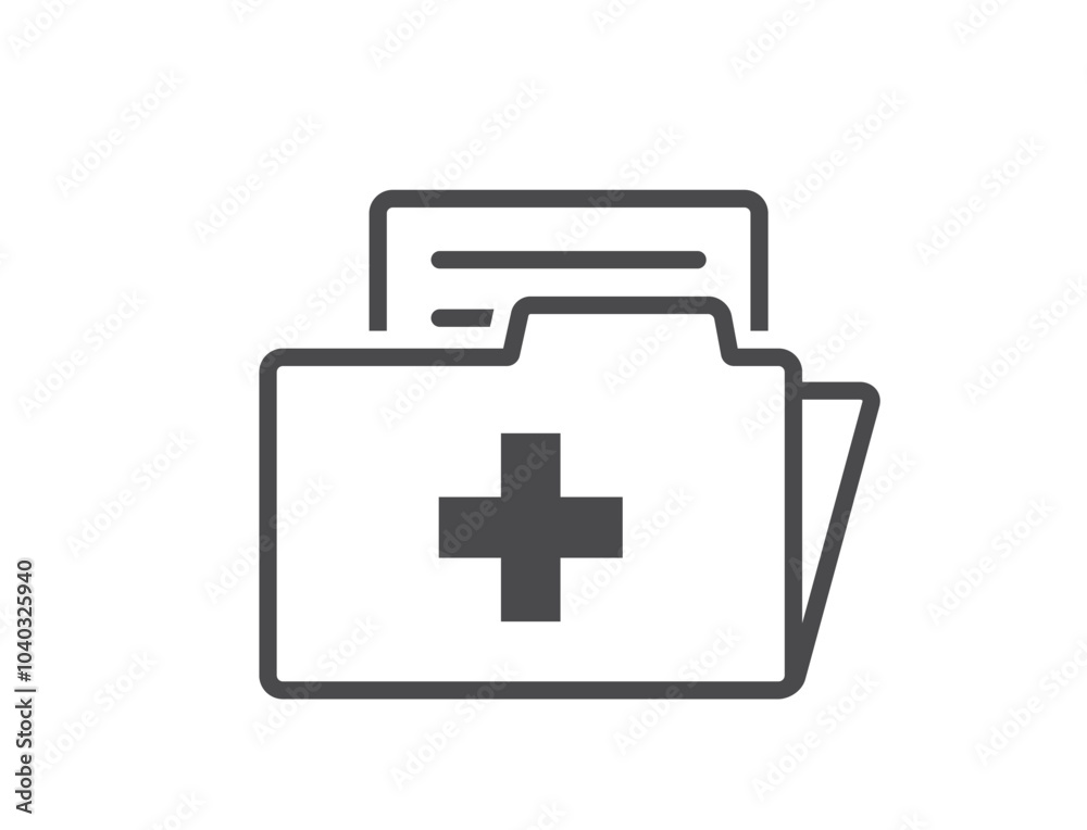 Medical folder line icon. Patient card and medical record symbol. Isolated vector image in simple style Medical folder line icon. Patient card and medical record symbol. Isolated vector image in simple style