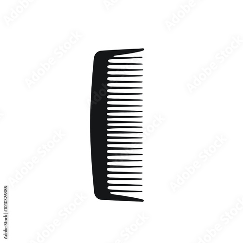 A black comb with long, sharp teeth against a white background
