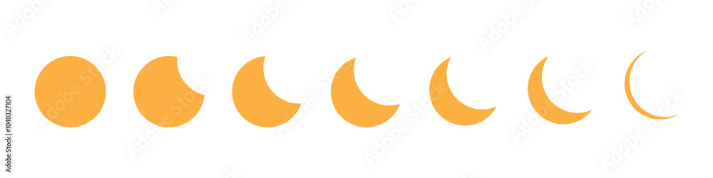 Set of simple moon line icons set on white background Set of simple moon line icons set on white background