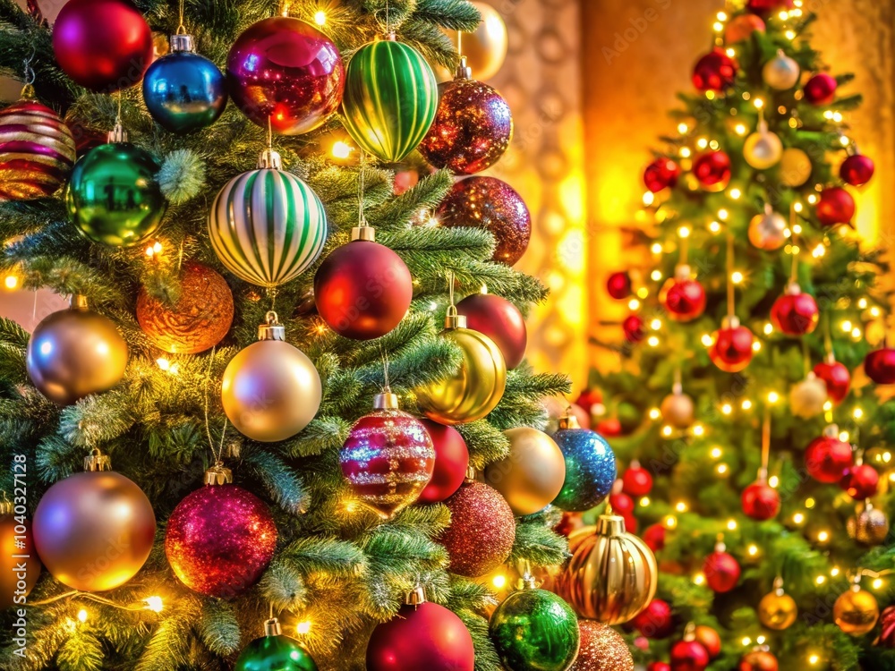 Unique Holiday Tree with Unusual Ornaments in a Festive Christmas Setting Unique Holiday Tree with Unusual Ornaments in a Festive Christmas Setting