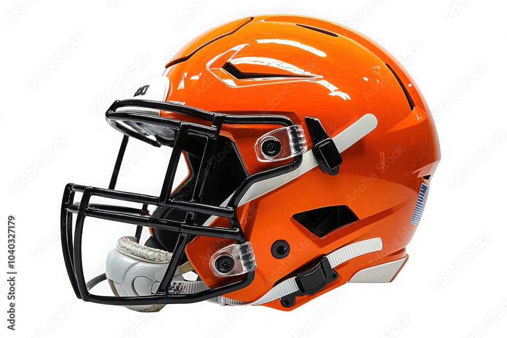 Fototapeta premium Orange Football Helmet isolated on transparent background, png file, no background png file