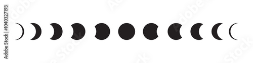 set of flat Moon Phase Sign Symbol in a Trend Style. Vector Icons collection for Creating Logos, Patterns and Web design isolated on transparent background.