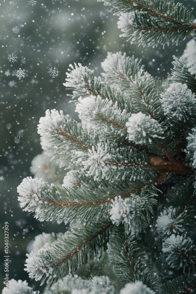 Pine Tree Covered in Snow Close Up Pine Tree Covered in Snow Close Up