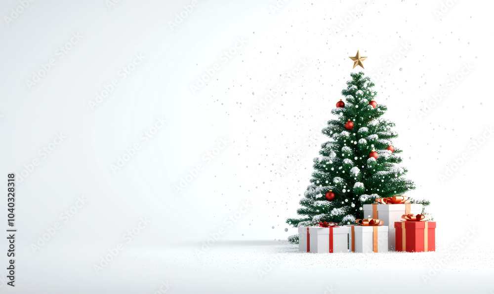 Christmas tree with gifts isolate on white background Christmas tree with gifts isolate on white background