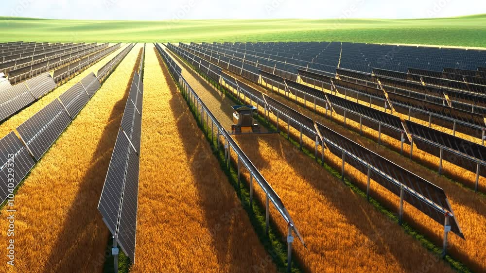 Agriculture and renewable energy: Solar panel installation with tracking system