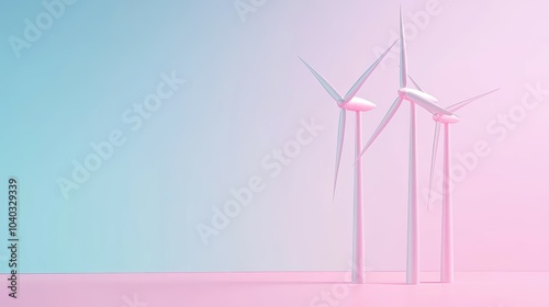 Wind turbines against a pastel background photo