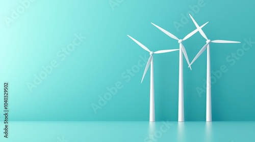 Wind turbines on a blue background