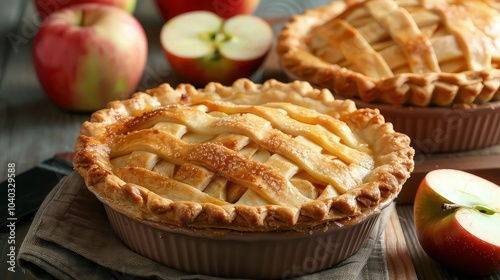 apple pie on a wooden table