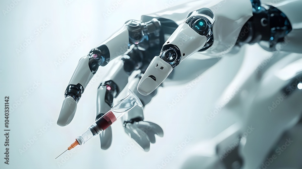 Robot Hand Holding a Syringe Robot Hand Holding a Syringe