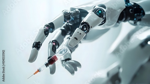 Robot Hand Holding a Syringe