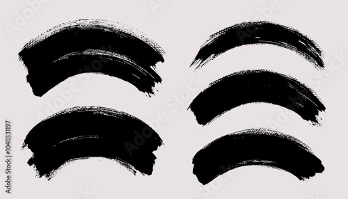 Brush stroke vector. Painted curves, isolated on white background. Grunge textured design elements