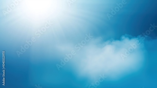 Abstract blue background featuring soft sun rays and gentle smoke effects. The light effect creates a dreamy atmosphere with blurred elements, making it ideal for creative designs. This high-quality b