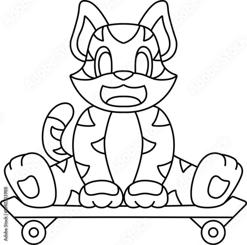 Tiger Skater Skateboard Animal Vector Graphic Art Illustration