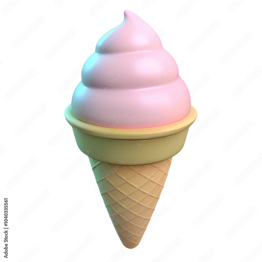 Cartoon Ice Cream Cone 3D Render Cartoon Ice Cream Cone 3D Render