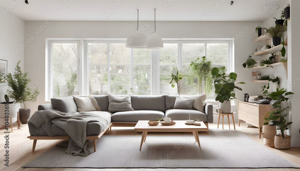 Modern Scandinavian-Style Living Room with Natural Elements