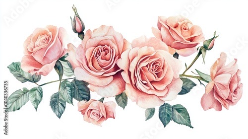  Elegant Vintage Pink Roses Bouquet Painting for Wall Art