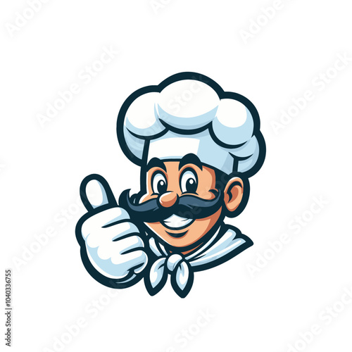 Modern chef mascot. Thumb up posture. 