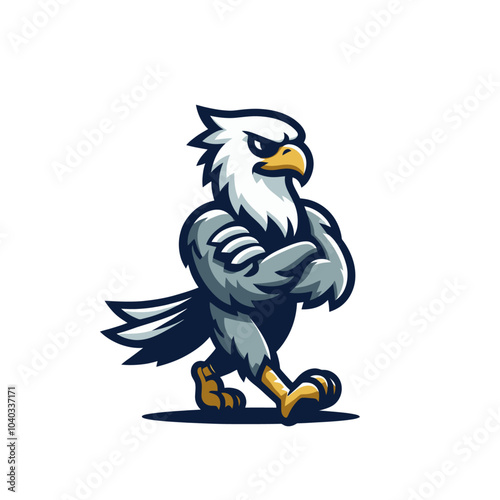 Cool eagle modern style mascot walking isolated vector illustration