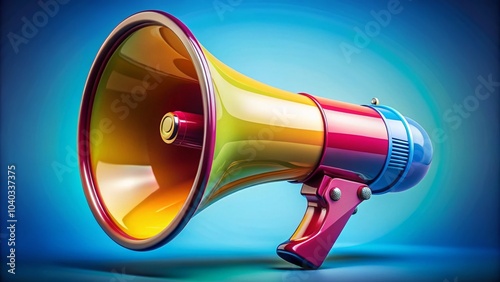 Vibrant Colored Megaphone on White Background for Marketing and Promotions