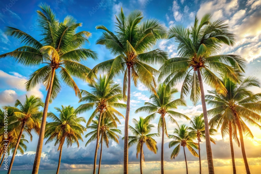 Aerial view of palm trees swaying in the breeze Aerial view of palm trees swaying in the breeze