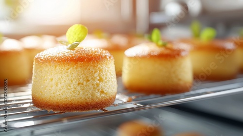 Freshly Baked Miniature Cakes on Cooling Rack