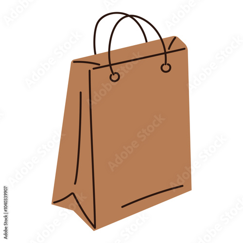 Vector illustration of eco friendly paper bag. A flat style icon showcasing paper production. Kraft paper bag for fast-food delivery. Vector illustration.