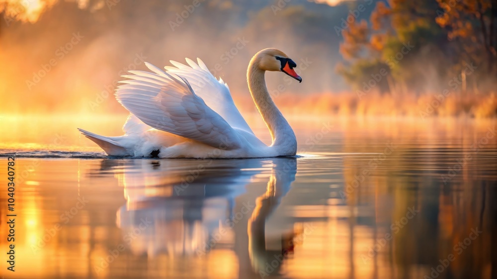 Elegant swan gracefully gliding on calm lake in the morning , swan, morning, lake, elegant, graceful, waterfowl, bird Elegant swan gracefully gliding on calm lake in the morning , swan, morning, lake, elegant, graceful, waterfowl, bird