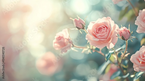  Vintage Floral Art Soft Pink Roses Bouquet Painting