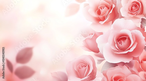  Vintage Floral Art Soft Pink Roses Bouquet Painting
