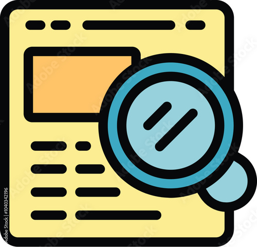 Magnifying glass examining text on a document, concept of proofreading and text correction