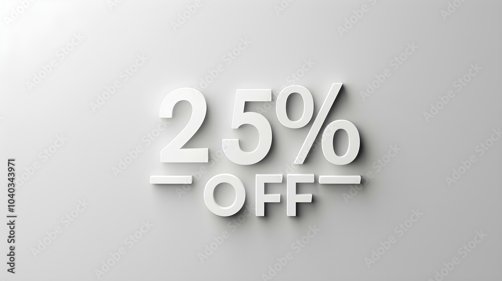 White '25% OFF' Promotional Sign on a White Background with Copy Space White '25% OFF' Promotional Sign on a White Background with Copy Space