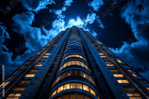 Blueprints of a towering skyscraper, highlighting the combination of vision, reason, and planning in Objectivist philosophy photo
