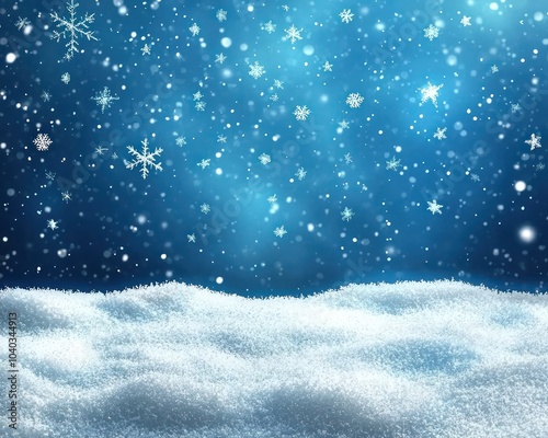 Christmas-themed blue background with softly falling snow photo