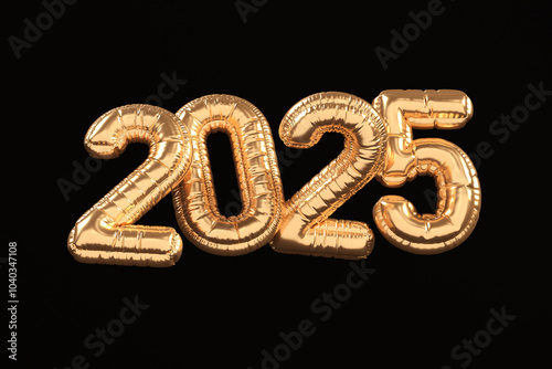 Year Golden 3D 2025 Balloons - 3D Illustration Render